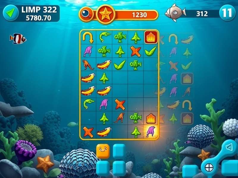 Ocean Life Puzzle Run gameplay screenshot showing underwater puzzle mechanics
